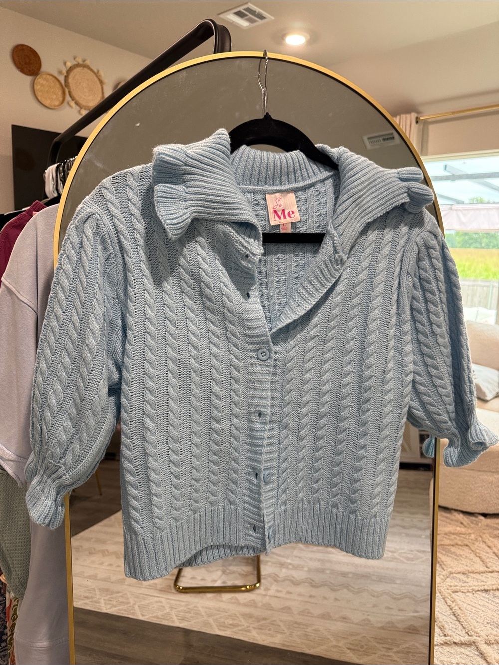 So Me Light Blue Cable Knit Button-Up Cardigan